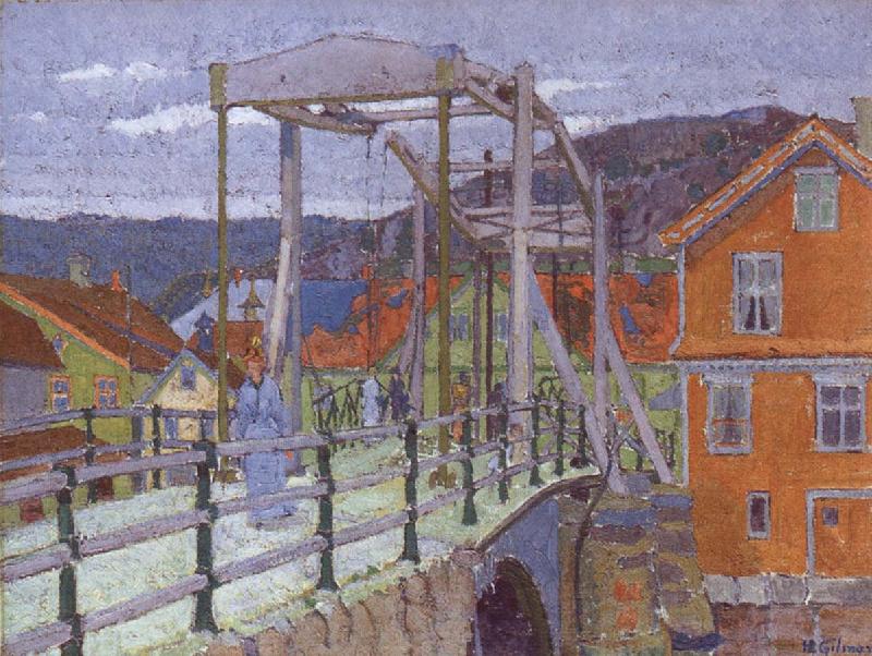 Harold  Gilman Canal Bridge Germany oil painting art